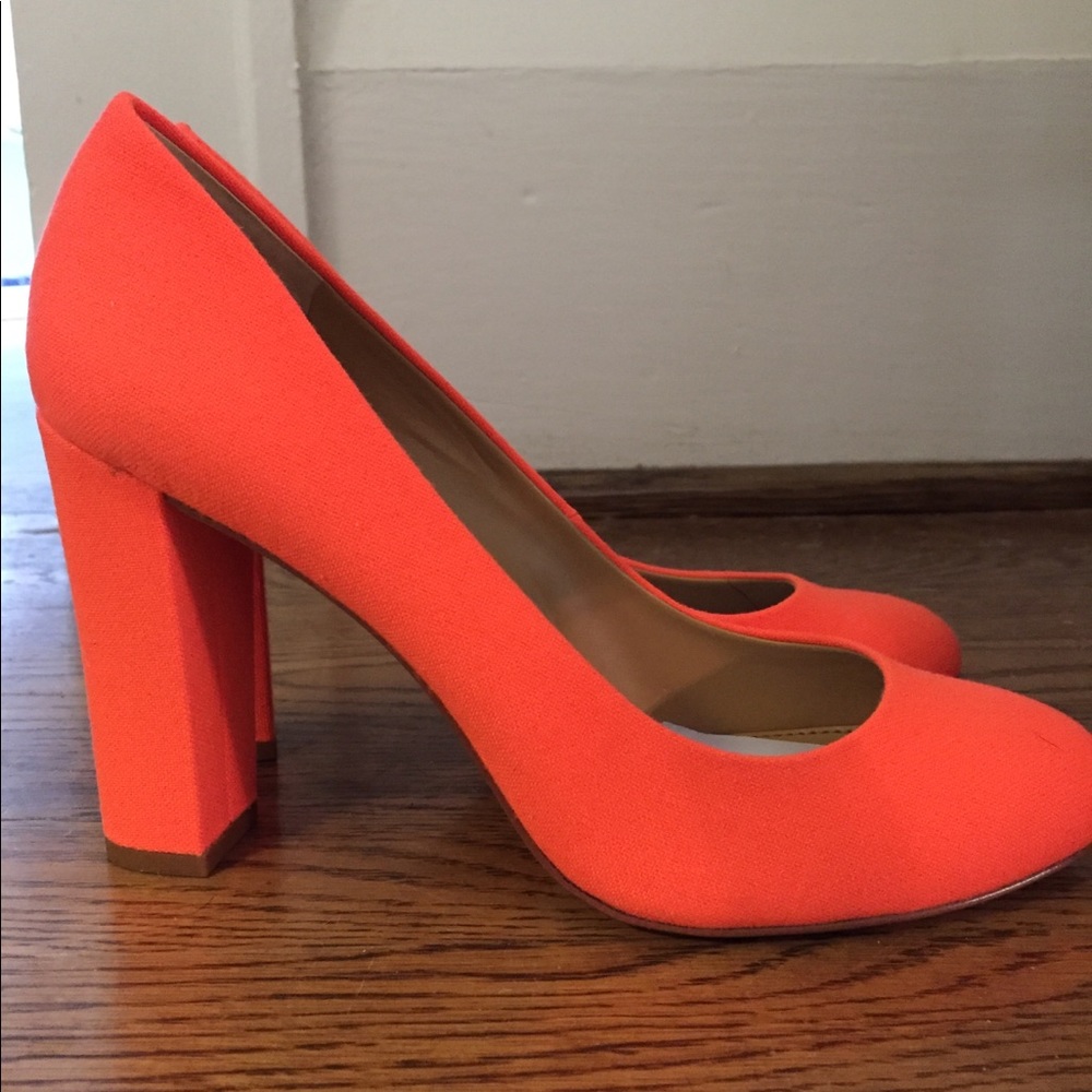 Neon Orange J. Crew Factory Olive Pumps